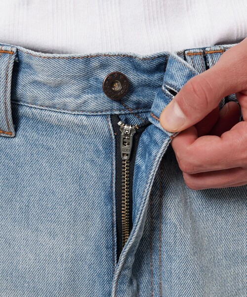 monkey time ディストレスト ライトオンス デニム バギー パンツ M MONKEY TIME（モンキータイム）の「ディストレスト ライトオンス