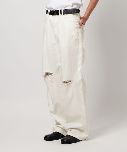 MONKEY TIME（モンキータイム）の「ディストレスト ライトオンス デニム バギー パンツ（デニムパンツ・メンズ・ライトブルー/オフホワイト・S/M/L）」の20枚目の写真