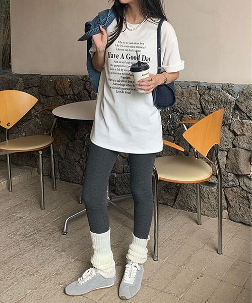 MAISON DE THERESE(メゾン ド テレーズ)の「レタープリント半袖Tシャツ(Tシャツ/カットソー・レディース・ホワイト/ブラック/ブラウン・FREE)」の6枚目の写真