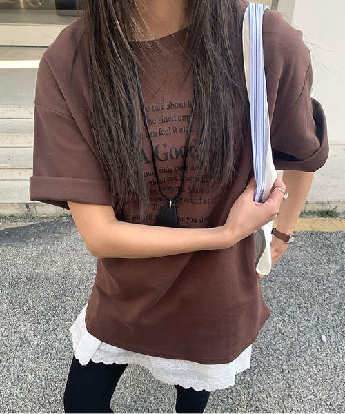 MAISON DE THERESE(メゾン ド テレーズ)の「レタープリント半袖Tシャツ(Tシャツ/カットソー・レディース・ホワイト/ブラック/ブラウン・FREE)」の22枚目の写真