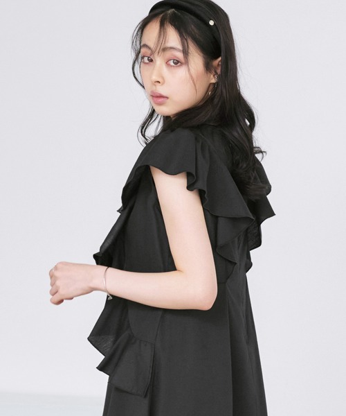 RUIRUE BOUTIQUE(ルイルエブティック)の「洗える | フロー ラッフル ワンピース | レディース おしゃれ きれいめ リゾート 休日コーデ 二の腕カバー フレンチスリーブ フレア リゾートワンピ(ワンピース・レディース・ブルー/ブラック/ホワイト・S/M/L/LL)」の10枚目の写真
