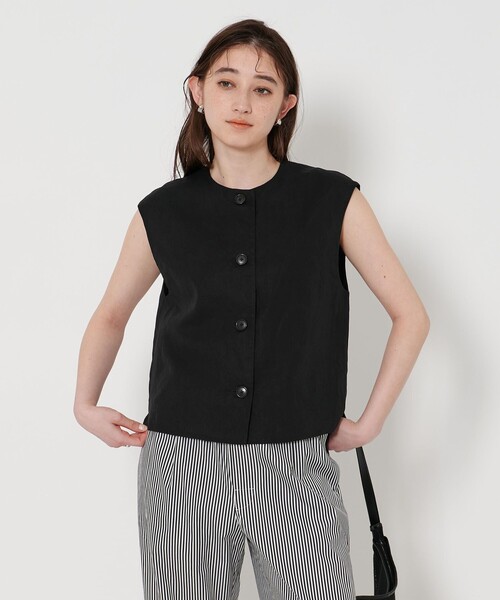 スカラップ　ノースリーブ　ニットベスト ユナイテッドアローズ ブラック UNITED ARROWS ユナイテッドアローズ Pミニフリルニットベスト