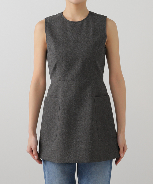 CLANE APRON TOPS／CHARCOAL GRAY