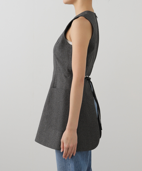 CLANE APRON TOPS／CHARCOAL GRAY