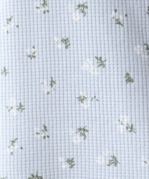 INTER FACTORY(インターファクトリー)の「ちょこび - 花柄ワッフルT made in INTER FACTORY(Tシャツ/カットソー・レディース・アイボリー/サックスブルー・FREE)」の14枚目の写真