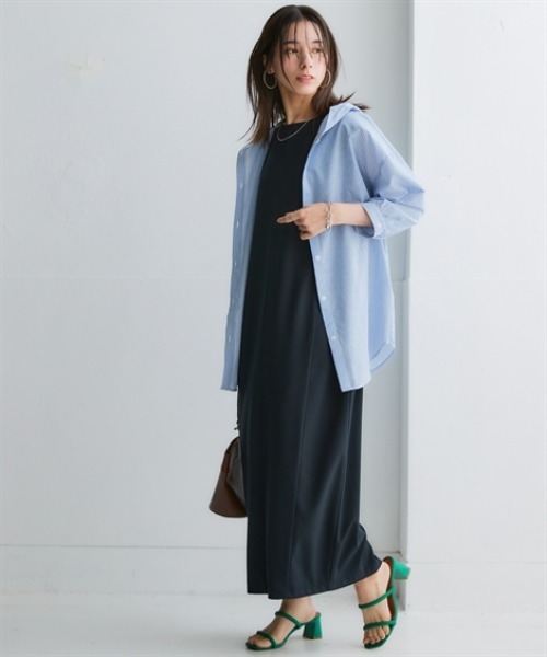 nissen（ニッセン）の「二の腕華奢見えカバータックワンピース（防しわ・ストレッチ）＜大きいサイズ有＞（ワンピース・レディース・ブラック/ブルー/オレンジ・S/M/L/LL/3L）」の6枚目の写真