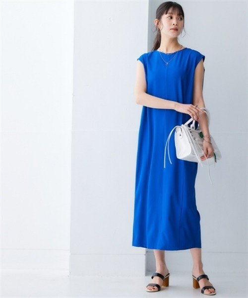 nissen（ニッセン）の「二の腕華奢見えカバータックワンピース（防しわ・ストレッチ）＜大きいサイズ有＞（ワンピース・レディース・ブラック/ブルー/オレンジ・S/M/L/LL/3L）」の8枚目の写真