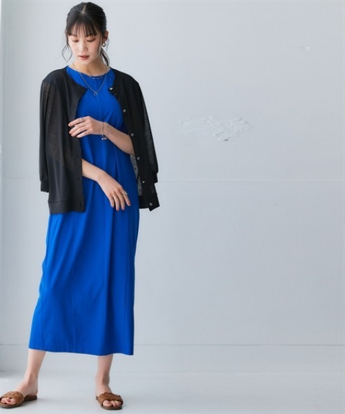 nissen（ニッセン）の「二の腕華奢見えカバータックワンピース（防しわ・ストレッチ）＜大きいサイズ有＞（ワンピース・レディース・ブラック/ブルー/オレンジ・S/M/L/LL/3L）」の9枚目の写真