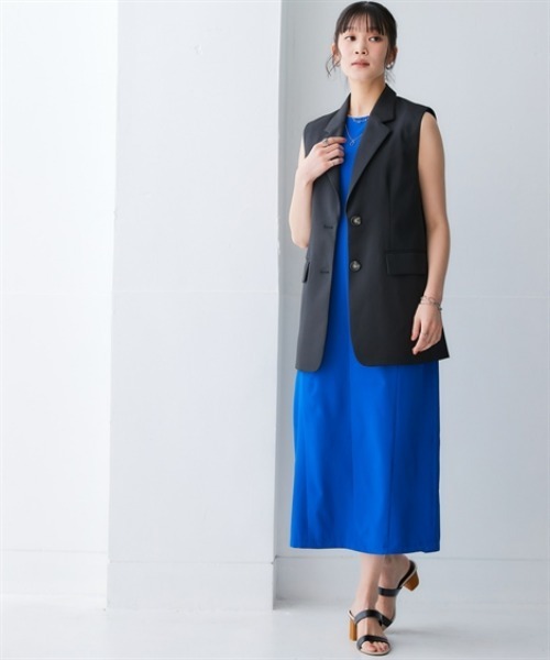 nissen（ニッセン）の「二の腕華奢見えカバータックワンピース（防しわ・ストレッチ）＜大きいサイズ有＞（ワンピース・レディース・ブラック/ブルー/オレンジ・S/M/L/LL/3L）」の10枚目の写真