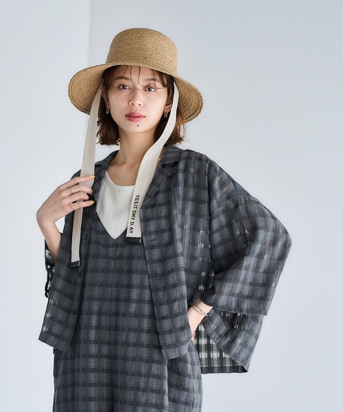 専用　スタディオクリップ　チェック柄ブラウス daily CLIP】チェックストレートショートスリーブシャツ（シャツ