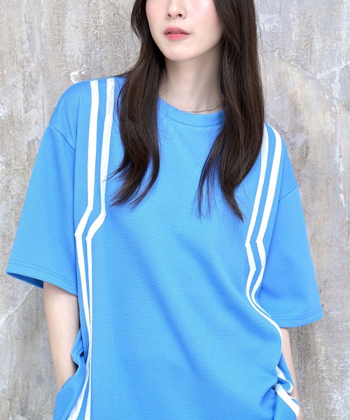 Nora Lily(ノラリリー)の「【Nora Lily】Shift Line Short Sleeve Track Top(UNISEX)(Tシャツ/カットソー・メンズ・ブルー/グリーン/ブラック/パープル・FREE)」の20枚目の写真