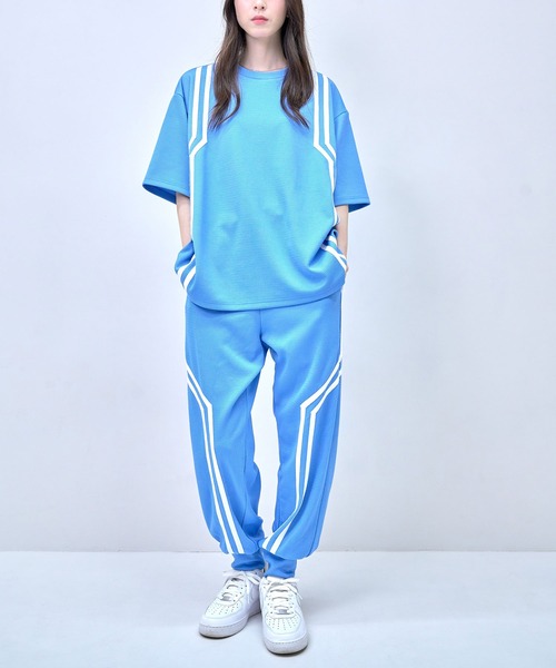 Nora Lily(ノラリリー)の「【Nora Lily】Shift Line Short Sleeve Track Top(UNISEX)(Tシャツ/カットソー・メンズ・ブルー/グリーン/ブラック/パープル・FREE)」の18枚目の写真