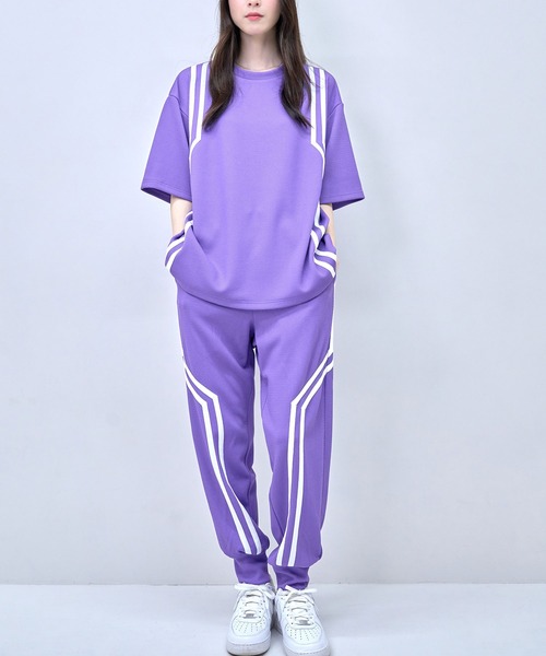 Nora Lily(ノラリリー)の「【Nora Lily】Shift Line Short Sleeve Track Top(UNISEX)(Tシャツ/カットソー・メンズ・ブルー/グリーン/ブラック/パープル・FREE)」の11枚目の写真