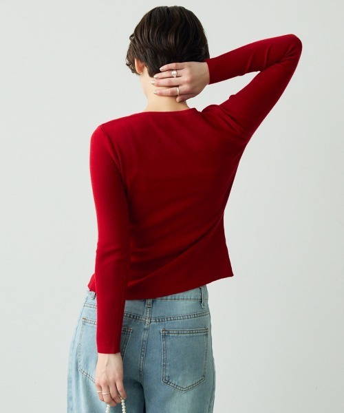Clum（クルム）の「button down long sleeve tight knit / ボタンダウンロングスリーブタイトニット（ニット/セーター・レディース・ブラウン/レッド/ブラック・FREE）」の12枚目の写真