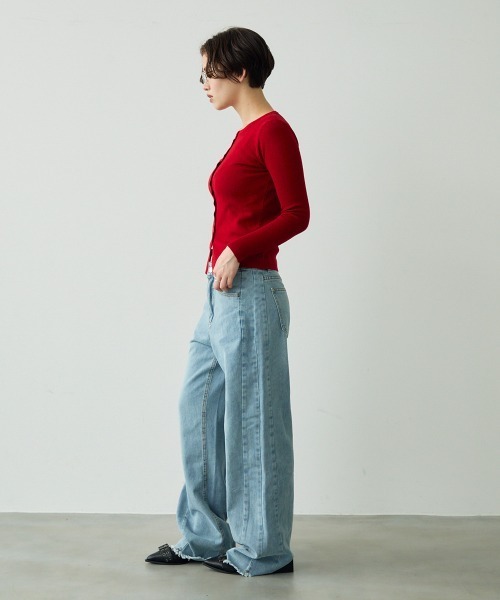 Clum（クルム）の「button down long sleeve tight knit / ボタンダウンロングスリーブタイトニット（ニット/セーター・レディース・ブラウン/レッド/ブラック・FREE）」の7枚目の写真