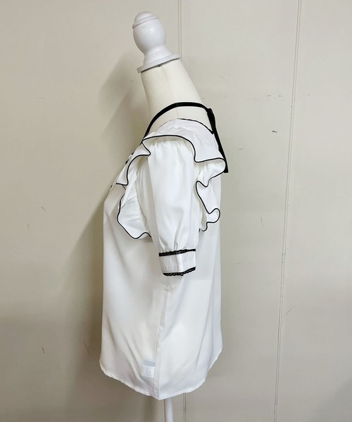 MA*RS(アメーバーマーズ)の「サテンリボン付きフリルブラウス(シャツ/ブラウス・レディース・ホワイト/ブラック/ホワイト×ブラック/オフホワイト/チャコールグレー/ピンク/ブラック×ホワイト/ブラック×ブラック/ホワイト×ホワイト・FREE)」の16枚目の写真