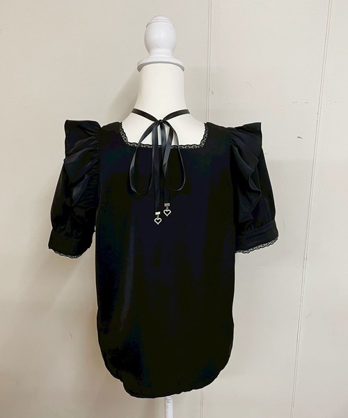 MA*RS(アメーバーマーズ)の「サテンリボン付きフリルブラウス(シャツ/ブラウス・レディース・ホワイト/ブラック/ホワイト×ブラック/オフホワイト/チャコールグレー/ピンク/ブラック×ホワイト/ブラック×ブラック/ホワイト×ホワイト・FREE)」の21枚目の写真