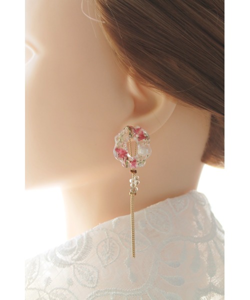 tone(トーン)の「【ime】淡水パール入チェーン2wayピアス(MA)(ピアス(両耳用)・レディース・ブルー/ピンク・FREE)」の2枚目の写真