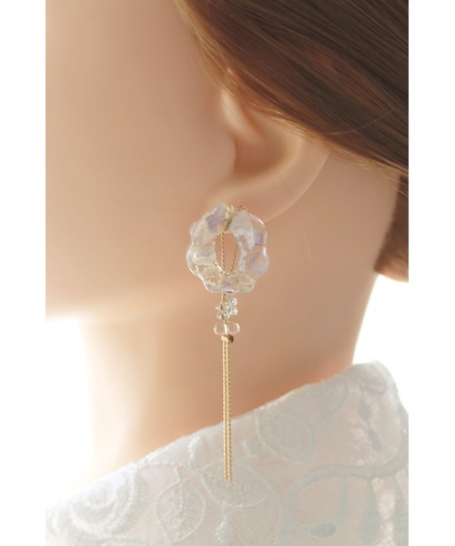tone(トーン)の「【ime】淡水パール入チェーン2wayピアス(MA)(ピアス(両耳用)・レディース・ブルー/ピンク・FREE)」の1枚目の写真