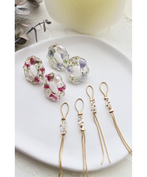 tone(トーン)の「【ime】淡水パール入チェーン2wayピアス(MA)(ピアス(両耳用)・レディース・ブルー/ピンク・FREE)」の4枚目の写真
