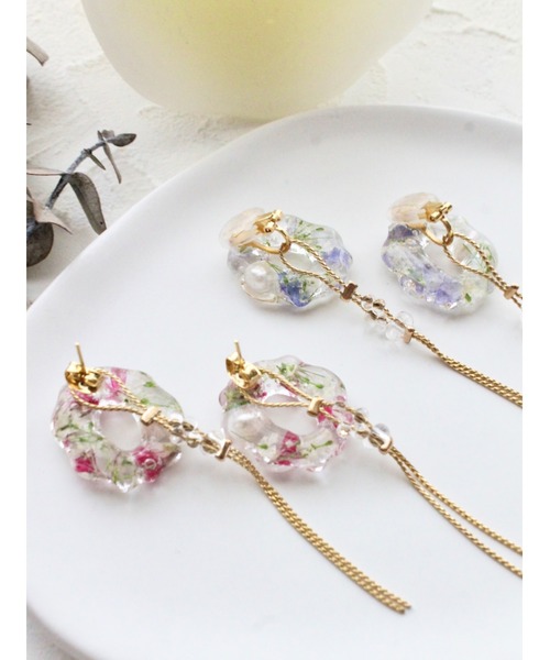 tone(トーン)の「【ime】淡水パール入チェーン2wayピアス(MA)(ピアス(両耳用)・レディース・ブルー/ピンク・FREE)」の3枚目の写真