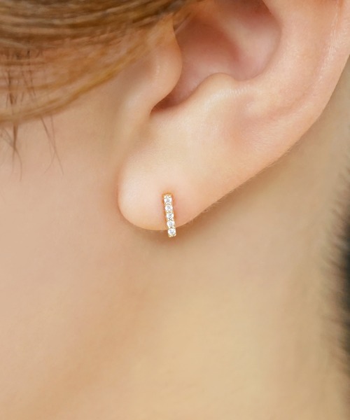 K18・K10 ダイヤモンド 5石バーピアス( YG)（ピアス（両耳用））｜TAKE