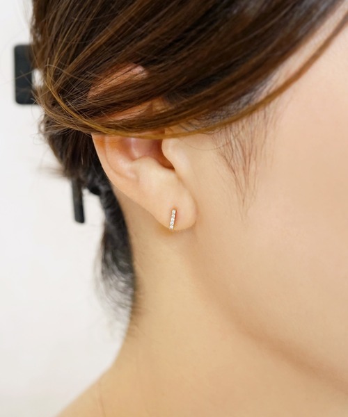 K18・K10 ダイヤモンド 5石バーピアス( YG)（ピアス（両耳用））｜TAKE