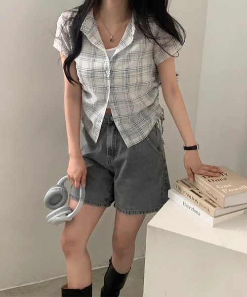 美品 MHL. M相当 チェック柄 コットン レギュラーカラー 半袖シャツ RUUBON シャツ 「RUUBON」TC check regular shirt / TC チェック