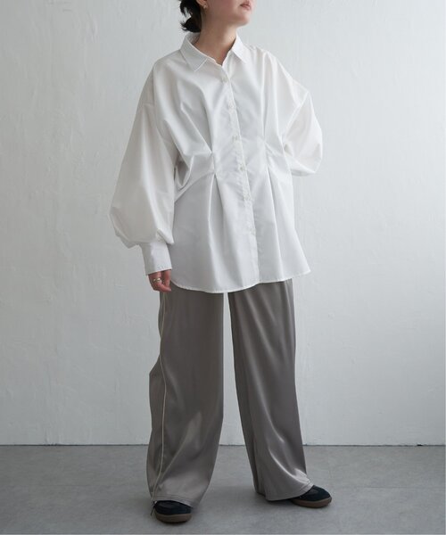 VENCEEXCHANGE(ヴァンスエクスチェンジ)の「ブロードウエストタックシャツ(シャツ/ブラウス・レディース・チャコール/オフホワイト/イエロー/ブルー/ピンク・FREE)」の13枚目の写真