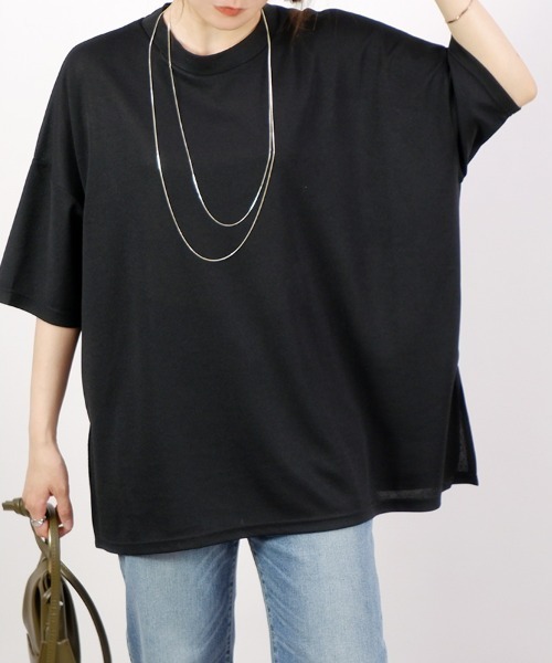 CLOTHY(クロシィ)の「【風通しバツグン!ゆったりオーバーシルエット】フクレBIGTシャツ(Tシャツ/カットソー・レディース・ブラウン/チャコールグレー/ブラック/ホワイト・FREE)」の2枚目の写真