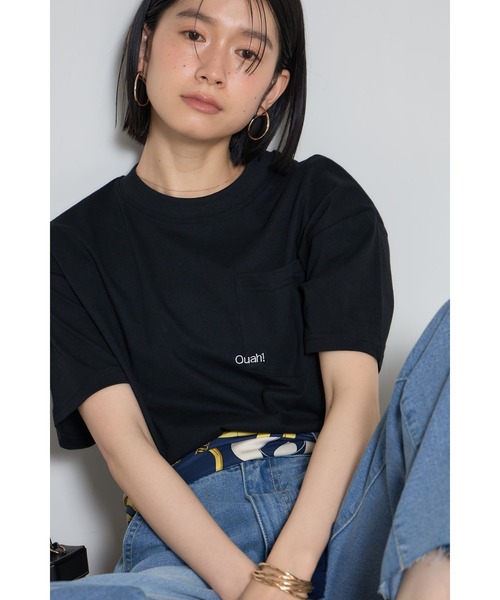 &. NOSTALGIA(アンドドットノスタルジア)の「刺繍ロゴポケットTシャツ【Ouah!】(Tシャツ/カットソー・レディース・オフホワイト/グレー/ブラック・M)」の2枚目の写真