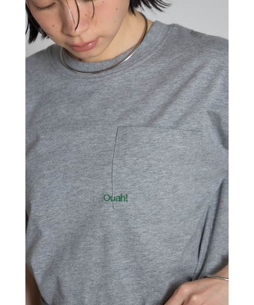 &. NOSTALGIA(アンドドットノスタルジア)の「刺繍ロゴポケットTシャツ【Ouah!】(Tシャツ/カットソー・レディース・オフホワイト/グレー/ブラック・M)」の6枚目の写真