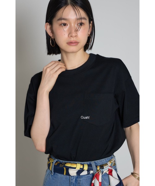 &. NOSTALGIA(アンドドットノスタルジア)の「刺繍ロゴポケットTシャツ【Ouah!】(Tシャツ/カットソー・レディース・オフホワイト/グレー/ブラック・M)」の11枚目の写真