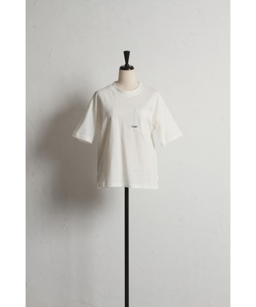 &. NOSTALGIA(アンドドットノスタルジア)の「刺繍ロゴポケットTシャツ【Ouah!】(Tシャツ/カットソー・レディース・オフホワイト/グレー/ブラック・M)」の22枚目の写真