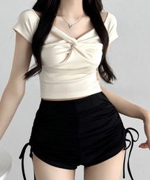 Lace Ladies(レースレディース)の【2点セット】2WAY フロントツイスト フレンチスリーブ ハイウエスト セパレート 水着(水着)
