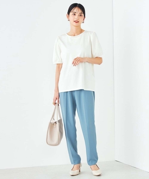 a.v.v(アーヴェヴェ)の「【UVカット】パール調ネックトップス(Tシャツ/カットソー・レディース・ホワイト/グレー系その他/ブラック・34/36/40/42/38)」の7枚目の写真