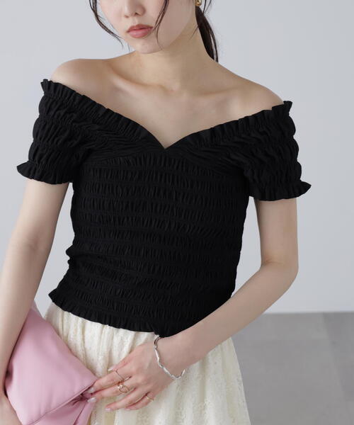 セール】◇2WAYシャーリングオフショルカットソー（Tシャツ