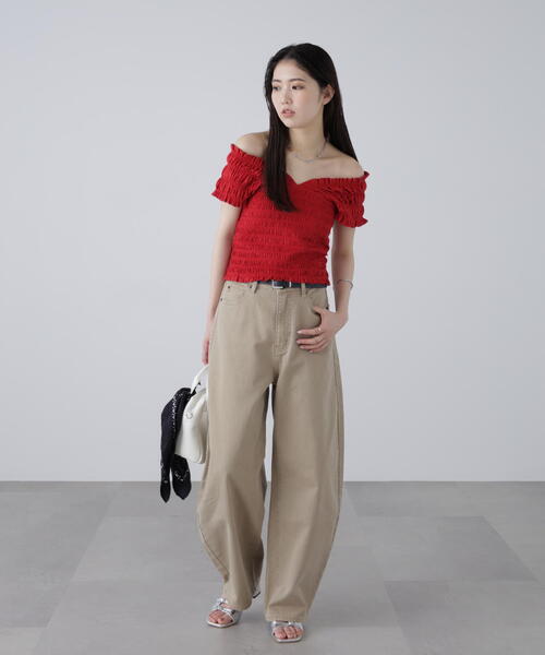 セール】◇2WAYシャーリングオフショルカットソー（Tシャツ