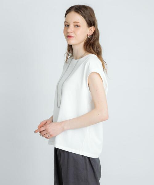 URBAN RESEARCH Sonny Label（アーバンリサーチサニーレーベル）の「『UR TECH ひやサラクール』フレンチスリーブTシャツ（Tシャツ/カットソー・レディース・オフホワイト/チャコールグレー/ピンク/グレー系その他・FREE）」の8枚目の写真