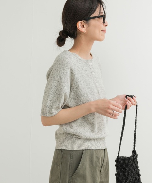 URBAN RESEARCH DOORS(アーバンリサーチドアーズ)の「MIXメランジ半袖ニット(ニット/セーター・レディース・マスタード/ナチュラル・MEDIUM)」の7枚目の写真