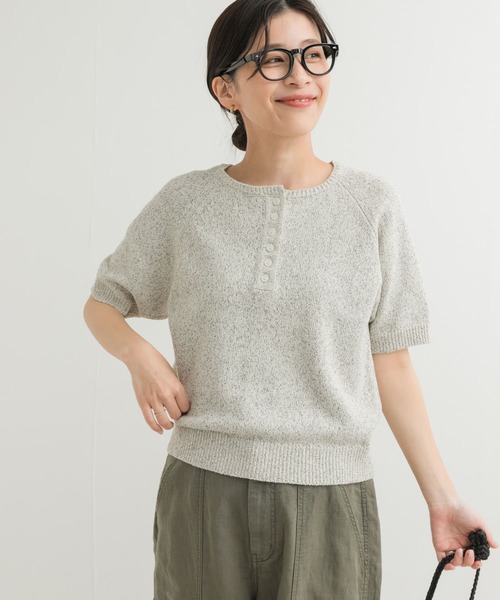 URBAN RESEARCH DOORS(アーバンリサーチドアーズ)の「MIXメランジ半袖ニット(ニット/セーター・レディース・マスタード/ナチュラル・MEDIUM)」の8枚目の写真