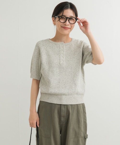URBAN RESEARCH DOORS(アーバンリサーチドアーズ)の「MIXメランジ半袖ニット(ニット/セーター・レディース・マスタード/ナチュラル・MEDIUM)」の9枚目の写真
