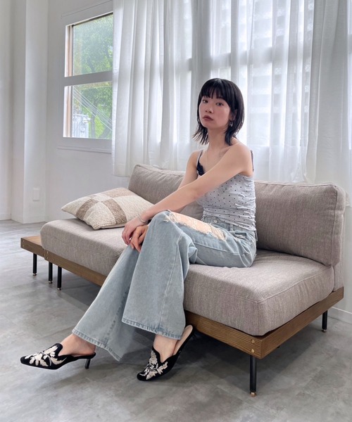 Jewelobe(ジュエローブ)の「レースカバードダメージワイドデニムパンツ(デニムパンツ・レディース・ブルー・S/M)」の14枚目の写真