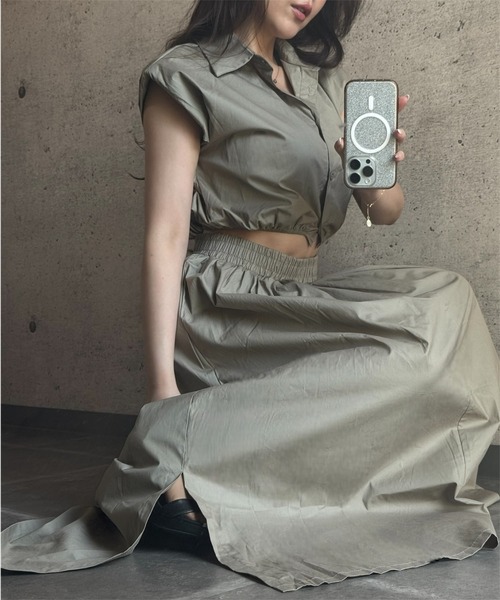THEODORIC.dy(セオドリックディ)の「コンパクトシャツ&スカートセット(美バランスで魅せるセットアップ)/Compact Shirt & Skirt Set(ワンピース・レディース・ホワイト/ブラック/カーキ・FREE)」の12枚目の写真