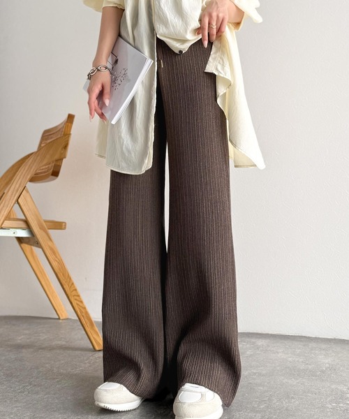 ✨美品✨Paloma Wool 大人気メランジリブニットパンツ スペイン製 美脚 セール】履き心地楽ちん＆スッキリ脚長魅せ。ランダムリブニットパンツ