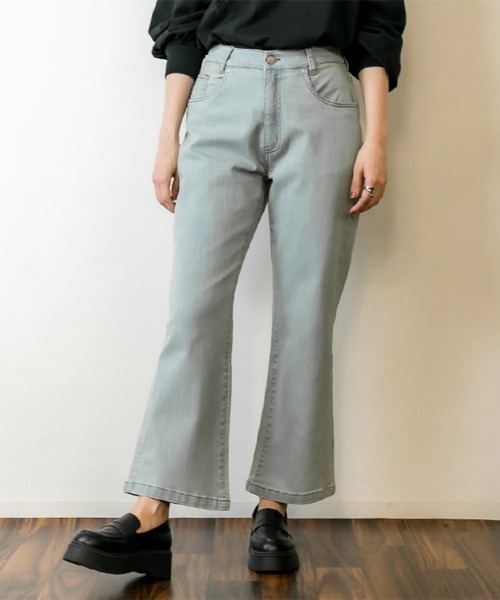 RCD(アールシーディー)の「セミフレアパンツ(デニムパンツ・レディース・ネイビー/ダークネイビー/ブラック/ブルー・M/L/LL/3L/4L)」の6枚目の写真