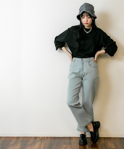 RCD(アールシーディー)の「セミフレアパンツ(デニムパンツ・レディース・ネイビー/ダークネイビー/ブラック/ブルー・M/L/LL/3L/4L)」の10枚目の写真
