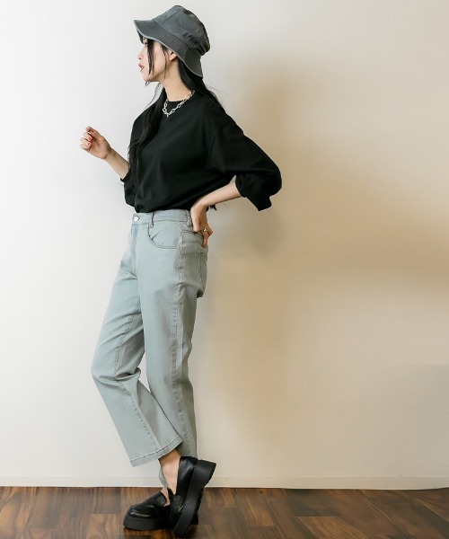 RCD(アールシーディー)の「セミフレアパンツ(デニムパンツ・レディース・ネイビー/ダークネイビー/ブラック/ブルー・M/L/LL/3L/4L)」の11枚目の写真