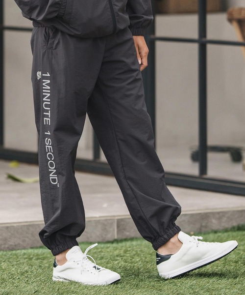 1minute 1second（ワンミニットワンセカンド）の「mp13847-cotton like nylon training pants with logo print ナイロンパンツ（その他パンツ・メンズ・ブラック/ネイビー/チャコール・S/M/L/XL）」の5枚目の写真