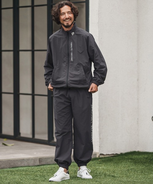 1minute 1second（ワンミニットワンセカンド）の「mp13847-cotton like nylon training pants with logo print ナイロンパンツ（その他パンツ・メンズ・ブラック/ネイビー/チャコール・S/M/L/XL）」の8枚目の写真